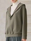 Linen Blend V Neck Hooded Pullover Top_CWTTL01216