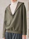 Linen Blend V Neck Hooded Pullover Top_CWTTL01216