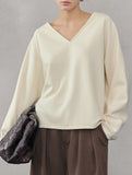 V Neck Reversible Loose Fit Sweatshirt_CWTTL01217