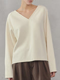 V Neck Reversible Loose Fit Sweatshirt_CWTTL01217