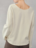 V Neck Reversible Loose Fit Sweatshirt_CWTTL01217