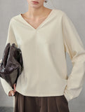 V Neck Reversible Loose Fit Sweatshirt_CWTTL01217
