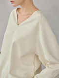V Neck Reversible Loose Fit Sweatshirt_CWTTL01217