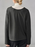 V Neck Reversible Loose Fit Sweatshirt_CWTTL01217
