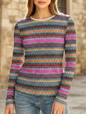 Colorful Stripe Long Sleeve Casual Tee_CWTTL01222