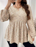 Tie Dye Ruffle Hem Lantern Sleeve Tee_CWTTL01223