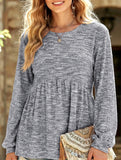 Tie Dye Ruffle Hem Lantern Sleeve Tee_CWTTL01223
