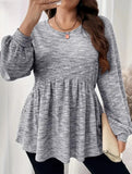 Tie Dye Ruffle Hem Lantern Sleeve Tee_CWTTL01223