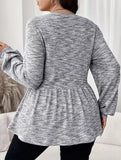 Tie Dye Ruffle Hem Lantern Sleeve Tee_CWTTL01223