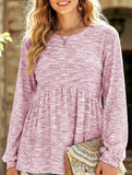 Tie Dye Ruffle Hem Lantern Sleeve Tee_CWTTL01223