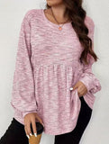 Tie Dye Ruffle Hem Lantern Sleeve Tee_CWTTL01223