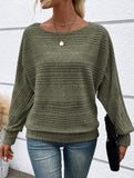 Ribbed Crew Neck Batwing Sleeve Tee