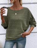 Ribbed Crew Neck Batwing Sleeve Tee