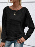 Ribbed Crew Neck Batwing Sleeve Tee