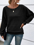 Ribbed Crew Neck Batwing Sleeve Tee