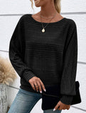 Ribbed Crew Neck Batwing Sleeve Tee