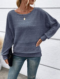 Ribbed Crew Neck Batwing Sleeve Tee