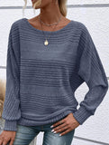 Ribbed Crew Neck Batwing Sleeve Tee
