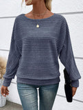 Ribbed Crew Neck Batwing Sleeve Tee