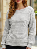 Ribbed Crew Neck Batwing Sleeve Tee