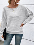 Ribbed Crew Neck Batwing Sleeve Tee