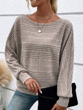 Ribbed Crew Neck Batwing Sleeve Tee