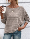 Ribbed Crew Neck Batwing Sleeve Tee
