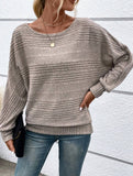 Ribbed Crew Neck Batwing Sleeve Tee