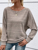 Ribbed Crew Neck Batwing Sleeve Tee