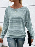 Ribbed Crew Neck Batwing Sleeve Tee