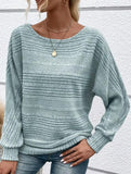 Ribbed Crew Neck Batwing Sleeve Tee