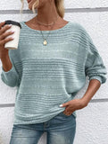 Ribbed Crew Neck Batwing Sleeve Tee
