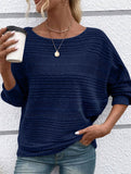 Ribbed Crew Neck Batwing Sleeve Tee