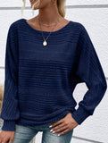 Ribbed Crew Neck Batwing Sleeve Tee