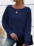 Ribbed Crew Neck Batwing Sleeve Tee