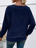 Ribbed Crew Neck Batwing Sleeve Tee