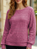 Ribbed Crew Neck Batwing Sleeve Tee