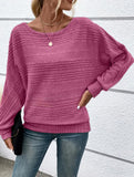 Ribbed Crew Neck Batwing Sleeve Tee