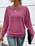 Ribbed Crew Neck Batwing Sleeve Tee