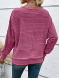 Ribbed Crew Neck Batwing Sleeve Tee