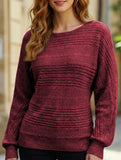 Ribbed Crew Neck Batwing Sleeve Tee