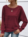 Ribbed Crew Neck Batwing Sleeve Tee