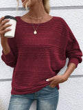 Ribbed Crew Neck Batwing Sleeve Tee