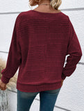 Ribbed Crew Neck Batwing Sleeve Tee