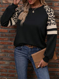 Leopard Colorblock Loose Sweatshirt_CWTTL01229