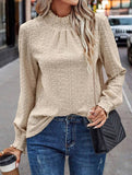 Jacquard Crew Neck Long Sleeve Tee_CWTTL01230