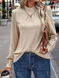 Jacquard Crew Neck Long Sleeve Tee_CWTTL01230