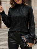 Jacquard Crew Neck Long Sleeve Tee_CWTTL01230