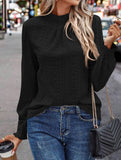 Jacquard Crew Neck Long Sleeve Tee_CWTTL01230