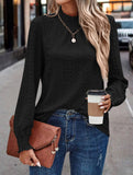 Jacquard Crew Neck Long Sleeve Tee_CWTTL01230